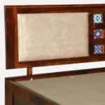 Solid wood bed with elegant headboard design - Image 4