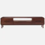 Luxury Walnut Finish TV Unit with Backlit Panel Design - Image 3
