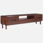 Luxury Walnut Finish TV Unit with Backlit Panel Design - Image 4