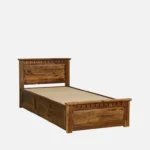 Porixa Solid Wood Single Bed for Home in Warm Walnut Finish - Image 3