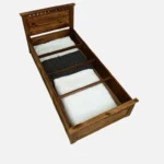Porixa Solid Wood Single Bed for Home in Warm Walnut Finish - Image 4