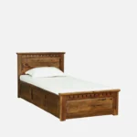 Porixa Solid Wood Single Bed for Home in Warm Walnut Finish - Image 5
