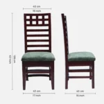 Street Teak Wood Dining Chair (Brown Green  (SET OF 2) - Image 3