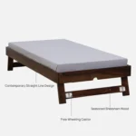 Denvio Wooden Single Bed in Dark Wenge Finish with Durable Build - Image 3