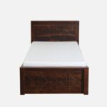Qalvora Wooden Single Bed with Strong Base in Natural Finish - Image 6