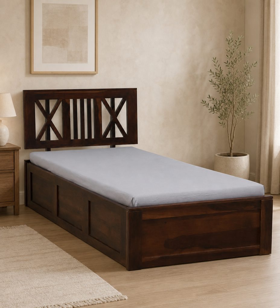 Iarthvia-Solid-Wood-Single-Bed-in-Raw-Natural-Finish-classic-wood-1.webp Iarthvia Solid Wood Single Bed in Raw Natural Finish - Image 1
