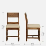 Nain Sheesham Wood Dining Chairs In Provincial Teak Finish (Set Of 2) With Cushioned Chairs - Image 3