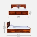 Eootara Sheesham Wood Storage Bed in Deep Natural Finish - Image 2