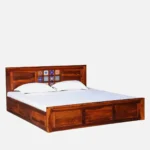 Eootara Sheesham Wood Storage Bed in Deep Natural Finish - Image 3