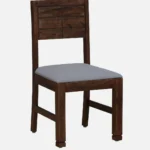 Nain Sheesham Wood Dining Chairs In Provincial Teak Finish with Grey Cushion (Set Of 2) - Image 4