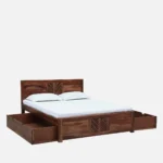 Iavana Premium Hydraulic Bed with Spacious Box Storage in Dark Walnut Finish - Image 7