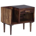 Geritage Carved Solid Wood Nightstand in Teak Finish - Image 5