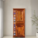 Terona Sheesham Wood 2 Door Wardrobe with Handcrafted Tile Design - Image 3