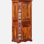 Terona Sheesham Wood 2 Door Wardrobe with Handcrafted Tile Design - Image 6