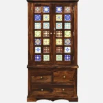 Lohemia Sheesham Wood Storage Cabinet with Decorative Tiles - Image 5