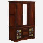 Cyoto Solid Wood Wardrobe with Artistic Tile Detailing - Image 8