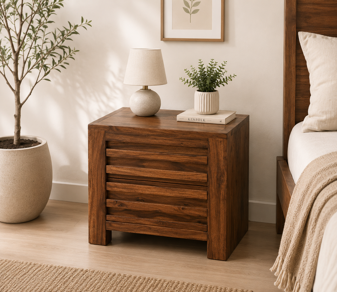 BrownCraft-Elegant-Wooden-Bedside-Unit-classic-wood-1.webp BrownCraft Elegant Wooden Bedside Unit - Image 1