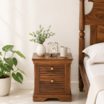 Serona Curve Natural Wood Bedside Table