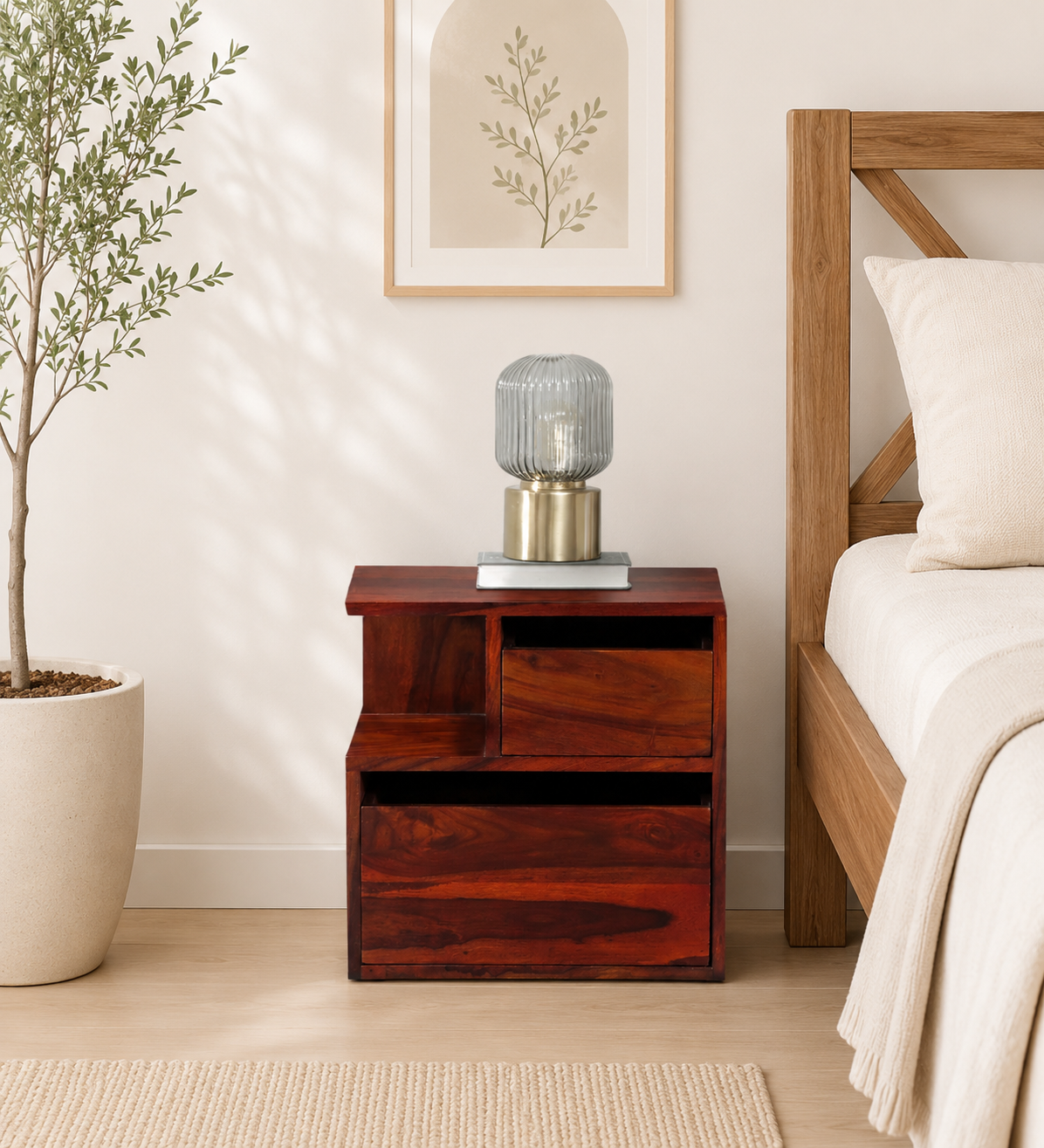Kavento-Wooden-Bedside-Cabinet-classic-wood-1.png Kavento Wooden Bedside Cabinet - Image 1