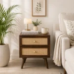 Ashton Sheesham Wood Bedside Table in Honey Oak Finish