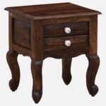 Daven Acacia Wood Nightstand in Golden Pebble Finish with Drawer - Image 2
