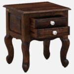 Daven Acacia Wood Nightstand in Golden Pebble Finish with Drawer - Image 5