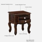 Daven Acacia Wood Nightstand in Golden Pebble Finish with Drawer - Image 6