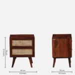 Felorn Sheesham Wood Bedside Table in Twilight Walnut Natural Finish - Image 3