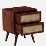 Felorn Sheesham Wood Bedside Table in Twilight Walnut Natural Finish - Image 4