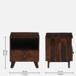 Pruven Sheesham Wood Bedside Table in Storm Grey Wood Finish - Image 3
