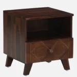 Pruven Sheesham Wood Bedside Table in Storm Grey Wood Finish - Image 9