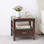 Grevyn Sheesham Wood Bedside Table in Copper Fern Natural Finish