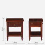 Troven Teak Wood Nightstand in Pale Flint Finish with Cabinet - Image 2