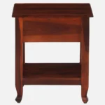 Troven Teak Wood Nightstand in Pale Flint Finish with Cabinet - Image 7