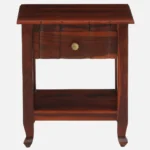 Troven Teak Wood Nightstand in Pale Flint Finish with Cabinet - Image 8
