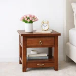 Skoven Mango Wood Nightstand in Mocha Stone Finish