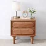 Sovren Solid Wood Bedside Table in Warm Clay Natural Finish