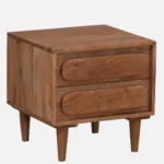 Sovren Solid Wood Bedside Table in Warm Clay Natural Finish - Image 3