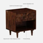 Jorvyn Sheesham Wood Bedside Table in Earthy Slate Natural Finish - Image 7
