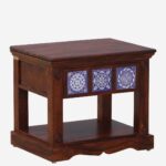 Ulvren Acacia Wood Bedside Table in Golden Loam Natural Finish - Image 2