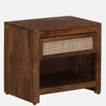 Osvren Solid Wood Nightstand in Bark Amber Finish with Drawer - Image 2