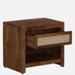 Osvren Solid Wood Nightstand in Bark Amber Finish with Drawer - Image 4