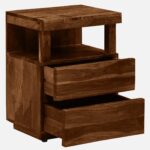 Pelvyn Sheesham Wood Bedside Table in Sunlit Stone Natural Finish - Image 2