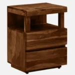 Pelvyn Sheesham Wood Bedside Table in Sunlit Stone Natural Finish - Image 4