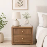 Hloven Solid Wood Bedside Table in Weathered Sand Natural Finish