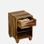 Kroven Acacia Wood Nightstand in Rustic Loam Finish with Drawer - Image 3
