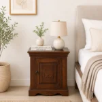 Wrevolk Solid Wood Nightstand in Golden Fawn Finish with Open Shelf4