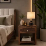 Wooden Bedside Cabinet with Spacious Drawer & Stylish Open Storage
