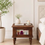 Kustin Wooden Bedside Table with Drawer & Open Shelf