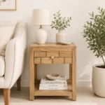 Hivona Luxury Wooden Bedside Table for Bedroom